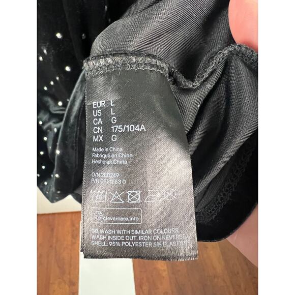 H&M Dress Womens Large Velvet Rhinestone Studded Bodycon Mini Long Sleeve Party - Picture 4 of 7